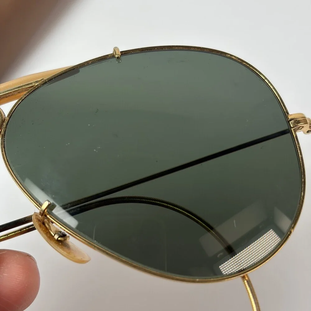 Ray-Ban Bausch & Lomb Outdoorsman Shooter Aviator Sunglasses Gold G-15 w/ Case